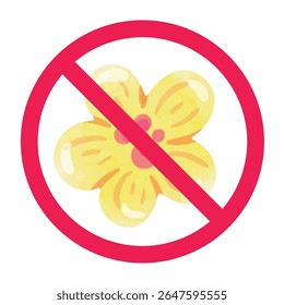 Do not pick flowers sign, anti flower graphic, forbidden flower sign, flower with red crossed circle, prohibited flower symbol
