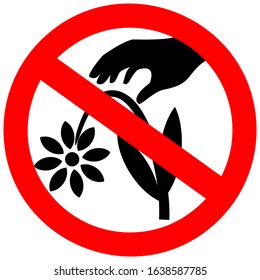 Do not pick flowers vector sign on white background