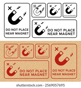 Do Not Place Near Magnet. Packaging Symbol. Sign and Label Indicating Items Are Sensitive to Magnetic Fields. Protects Electronic Components or Magnetically Recorded Data. No Magnets - Vector Symbol