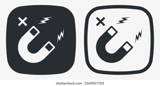 Do Not Place Near Magnet. Packaging Symbol. Sign and Label Indicating Items Are Sensitive to Magnetic Fields. Protects Electronic Components or Magnetically Recorded Data. No Magnets - Vector Symbol