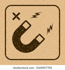 Do Not Place Near Magnet. Packaging Symbol. Sign and Label Indicating Items Are Sensitive to Magnetic Fields. Protects Electronic Components or Magnetically Recorded Data. No Magnets - Vector Symbol