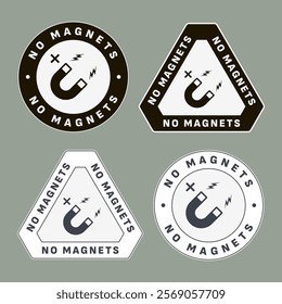 Do Not Place Near Magnet. Packaging Symbol. Sign and Label Indicating Items Are Sensitive to Magnetic Fields. Protects Electronic Components or Magnetically Recorded Data. No Magnets - Vector Symbol