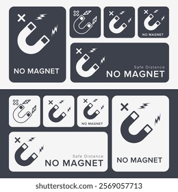 Do Not Place Near Magnet. Packaging Symbol. Sign and Label Indicating Items Are Sensitive to Magnetic Fields. Protects Electronic Components or Magnetically Recorded Data. No Magnets - Vector Symbol