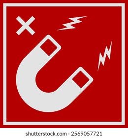 Do Not Place Near Magnet. Packaging Symbol. Sign and Label Indicating Items Are Sensitive to Magnetic Fields. Protects Electronic Components or Magnetically Recorded Data. No Magnets - Vector Symbol