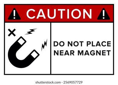 Do Not Place Near Magnet. Packaging Symbol. Sign and Label Indicating Items Are Sensitive to Magnetic Fields. Protects Electronic Components or Magnetically Recorded Data. No Magnets - Vector Symbol