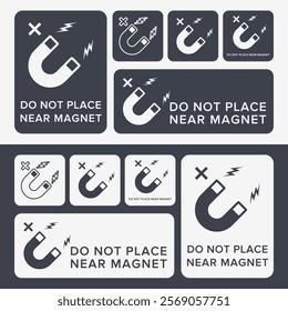 Do Not Place Near Magnet. Packaging Symbol. Sign and Label Indicating Items Are Sensitive to Magnetic Fields. Protects Electronic Components or Magnetically Recorded Data. No Magnets - Vector Symbol