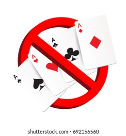 do not play gamble suit card prohibition sign 