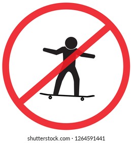 do not play  Skateboard. Not Allowed Sign, Accident Prevention signs, warning symbol, road symbol sign and traffic symbol design concept, vector illustration.