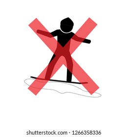 do not play Snowboard. Not Allowed Sign, warning symbol, road symbol sign and traffic symbol design concept, vector illustration.