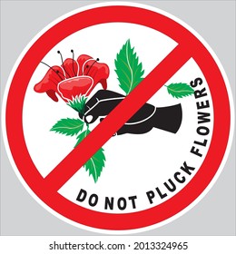 DO NOT PLUCK FLOWERS nature caution symbol for printing, advertising, decal indusrial use