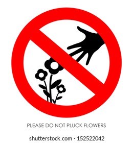 Do not pluck flowers, vector sign