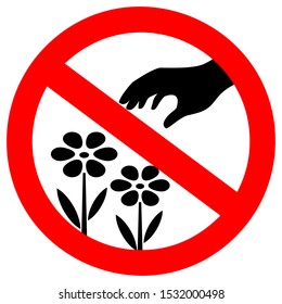 Do not pluck flowers vector sign on white background