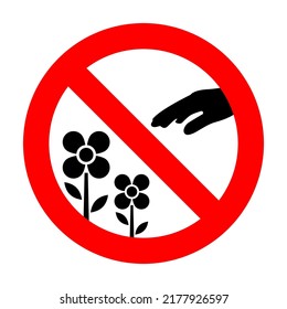 Do not pluck flowers vector sign on white background