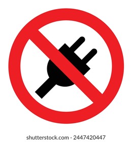 do not plug line sign electric plug ban warning danger electricity sign