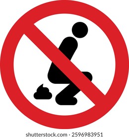 Do not pooping, poop, for do not shit on public area. Pooping prohibited icon on white background.

