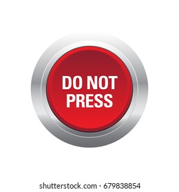 Do Not Press Button. Red Circle Isolated Illustration.