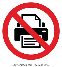 No imprima el icono de letrero que indica una prohibición clara de copiar documentos o usar una impresora en una oficina