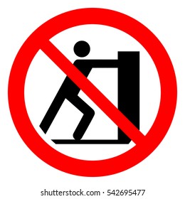 Do not push, prohibition sign. No pushing, vector illustration.