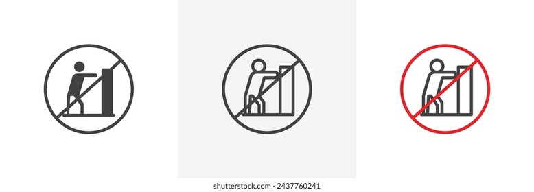 Do Not Push Sign Isolated Line Icon Style Design. Simple Vector Illustration