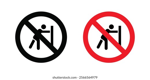 Do not push signs in black and color style