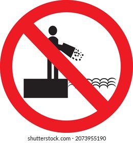 Do not put rubbish to water. Symbol with white background.