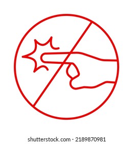 Do not put or touch finger side view hand prohibition thin line mono color icon sign