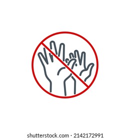 do not raise your hands up vote single line icon isolated on white. Perfect outline symbol voting show palm. volunteers community unanimously don't raised up hands design element with editable Stroke