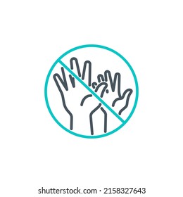 do not raise your hands up vote single line icon isolated on white. Perfect outline symbol voting show palm. volunteers community unanimously don't raised up hands design element with editable Stroke