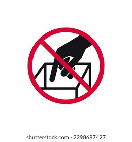 Do not reach in prohibited sign, forbidden modern round sticker, vector illustration.