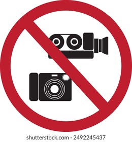 do not record or photograph icon, a silhouette of a camera with a crossed out red circle