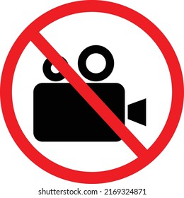 do not record video sign. using camera is not allowed image. video cam not allowed. flat style.