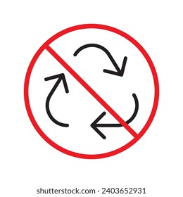 Do not recycle icon. Prohibited recycling vector icon. No recycle icon. Forbidden recycle icon. Warning, caution, attention, restriction, danger flat sign design. Do not litter, keep are clean sign