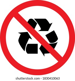 Do not recycle only trash sign or Non recyclable Waste symbol.