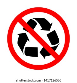 Do not recycle symbol. Bright warning, restriction sign on a white background. Vector illustration of a collection of prohibition signs