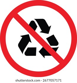 No recicle el símbolo. signo aislado sobre fondo blanco. Ilustración vectorial