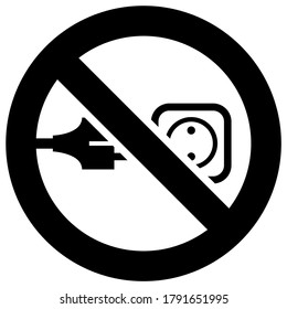 Do Not Remove Plug forbidden sign, modern round sticker