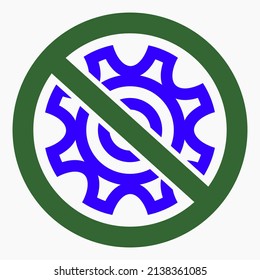 No reparar. No hay configuración. Equipo de prohibición de iconos. Carro de compras aislado icono lineal plano mínimo para aplicación e infografía. 