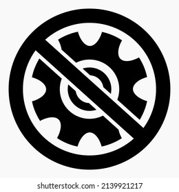 No reparar. No hay configuración. Equipo de prohibición de iconos. Carro de compras aislado icono lineal plano mínimo para aplicación e infografía. 