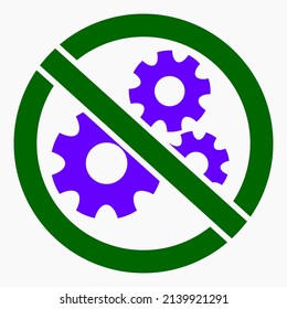 Do not repair. No settings. Icon prohibition gear. Shopping cart isolated minimal single flat linear icon for application and info-graphic. 