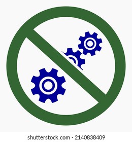 No reparar. No hay configuración. Equipo de prohibición de iconos. Carro de compras aislado icono lineal plano mínimo para aplicación e infografía. 