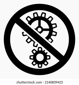 No reparar. No hay configuración. Equipo de prohibición de iconos. Carro de compras aislado icono lineal plano mínimo para aplicación e infografía. 