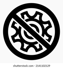 No reparar. No hay configuración. Equipo de prohibición de iconos. Carro de compras aislado icono lineal plano mínimo para aplicación e infografía. 