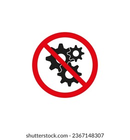 Do not repair. No settings. Icon prohibition gear. Vector illustration. EPS 10.