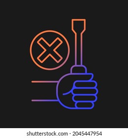 Do not repair yourself gradient vector manual label icon for dark theme. Thin line color symbol. Modern style pictogram. Vector isolated outline drawing for product use instructions