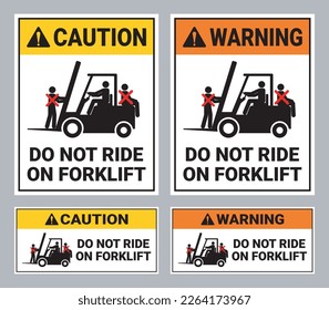 Do Not Ride On Forklift Sign Collection