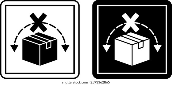 Do Not Roll Signs. Cardboard Packaging Labels. Black and White Vector Icons. Logistics, Shipping. Warning Symbol, Handle With Care