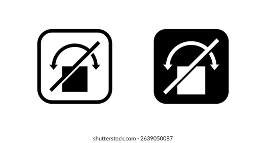 Do not roll symbol icons, crucial for packaging and cargo handling to ensure proper orientation and prevent damage to goods.