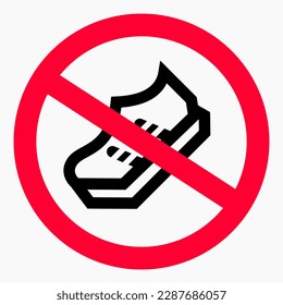 Führen Sie kein Symbol aus. Geh nicht. Keine Turnschuhe. Vektorsymbol.