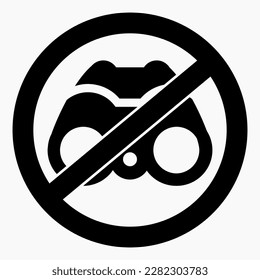 Suchen Sie kein Symbol. Die Suche ist deaktiviert. Kein Fernglas. Verbot von Binokularen. Vektorsymbol.Die Suche ist deaktiviert. Kein Fernglas. Verbot von Binokularen. Vektorsymbol.
