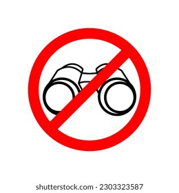 Do not search icon. Search is disabled. No binoculars. Binoculars ban sign on white background..eps
